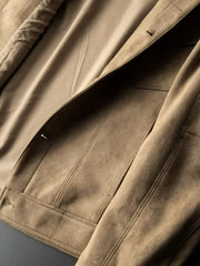 New Spring Autumn Casual Jackets Men Turn Down Collar Slim Fit England Style Deerskin Fleece Jacket Male Vintage Outwear Coats