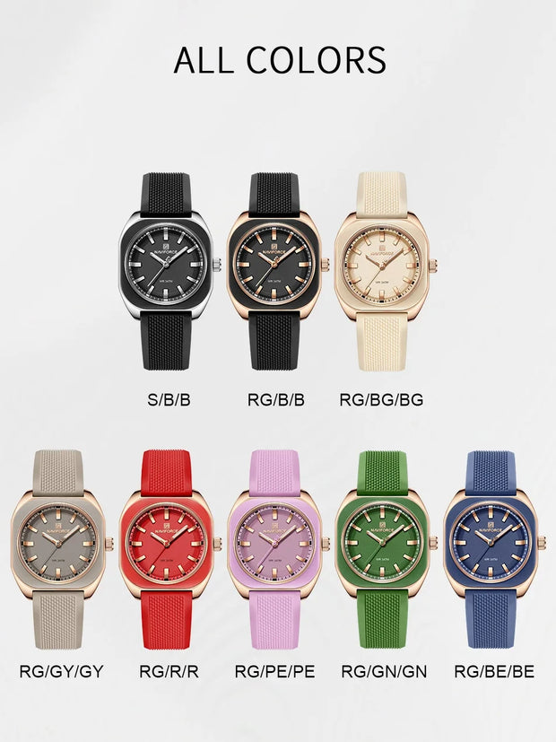 NAVIFORCE Fashion Women's Watch Casual Elegant Simple Polygon Quartz Silicone Watch Gift for Women Wristwatch Relogio Feminino