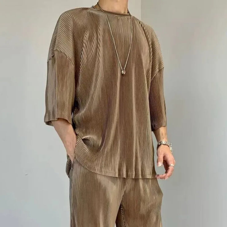 Men's Pants Set Work Wear Jogging Plain Running No Logo Male T Shirt Trousers Sets Sweatpants Jogger Two-piece Essential Elastic