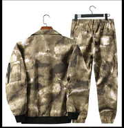 Men Clothing Two Pieces Set 2023 Training Two-piece Sweat-shirt Cargo Pants Man Apparel Heavy Jackets Labor Work Camouflage Suit