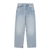 TRAFZA Jeans For Women 2024 Denim Solid Loose Zipper Fly Female Hole Trouser Pockets Wild Basic Commute Woman Wide Leg Long Pant