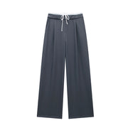 Willshela Women Fashion Solid Lace Up Side Zipper Straight Pants Vintage High Elastic Waist Female Chic Lady Trousers