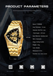 Winner Military Triangle Steel Skeleton Automatic Movement Man Watch Sports Mechanical Watches Luxury Waterproof Silicone Strap
