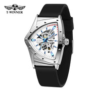 Winner Military Triangle Steel Skeleton Automatic Movement Man Watch Sports Mechanical Watches Luxury Waterproof Silicone Strap