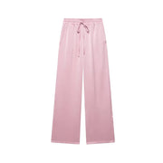 Women High Waist Pants Set Spring 2 Piece Double-Breasted Satin Blazers Two Piece Lace Up Creased-Effect Trousers Women Outfit