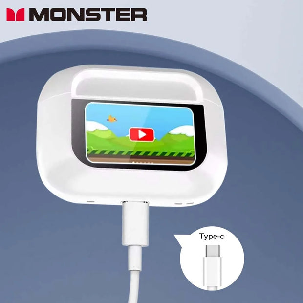 MONSTER Touch Screen Bluetooth Headphones TWS Bluetooth5.3 Earbuds ANC Noise Reduction Eardphones Dual Connection Sports headset
