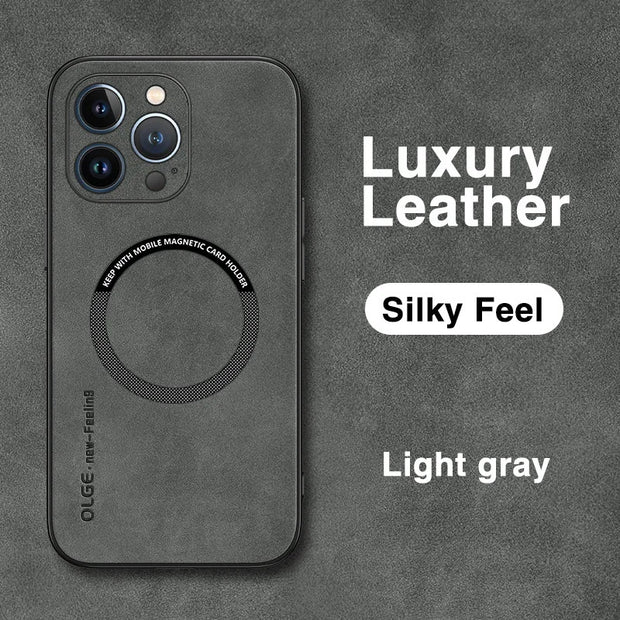 Magsafe Luxury Leather Shockproof Phone Cases
