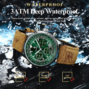 Man Waterproof Luminous Chronograph Leather Wristwatch