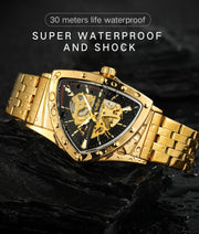 Winner Military Triangle Steel Skeleton Automatic Movement Man Watch Sports Mechanical Watches Luxury Waterproof Silicone Strap