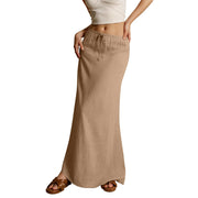 Summer Vacation Women's Summer Maxi Skirt Drawstring Low Waist A Line Casual Skirts Bodycon Long Skirt Beach Women's clothing