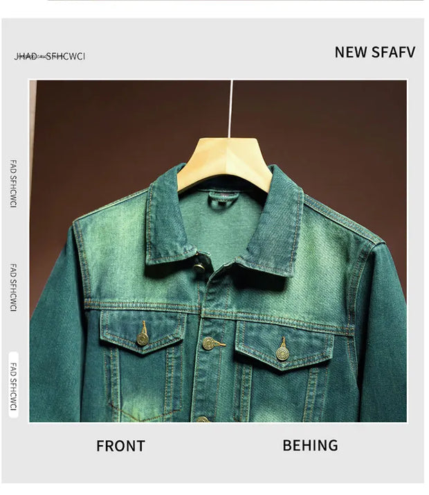 Fashion high-end American casual MEN'S denim jacket High Street trendy brand retro loose large-sized washing workwear top