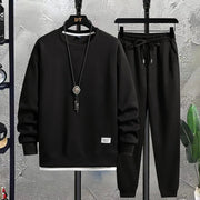 Men's Waffle Suit Sets Casual Long Sleeved Sweatshirt and Pants for Sports Men's T-shirt Hoodie Casual Trousers Set Loose Fit