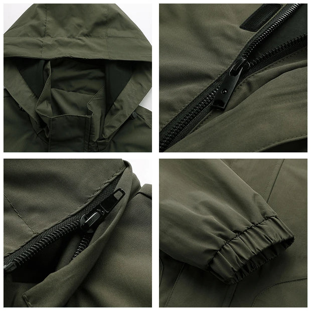 Men Outdoor Jacket New Spring Autumn Hooded Waterproof Casual Jacket Coat Men Tactics Military Jacket Men Plus Size M-8XL