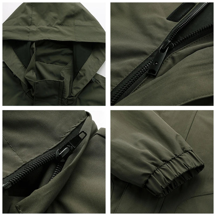 Men Outdoor Jacket New Spring Autumn Hooded Waterproof Casual Jacket Coat Men Tactics Military Jacket Men Plus Size M-8XL