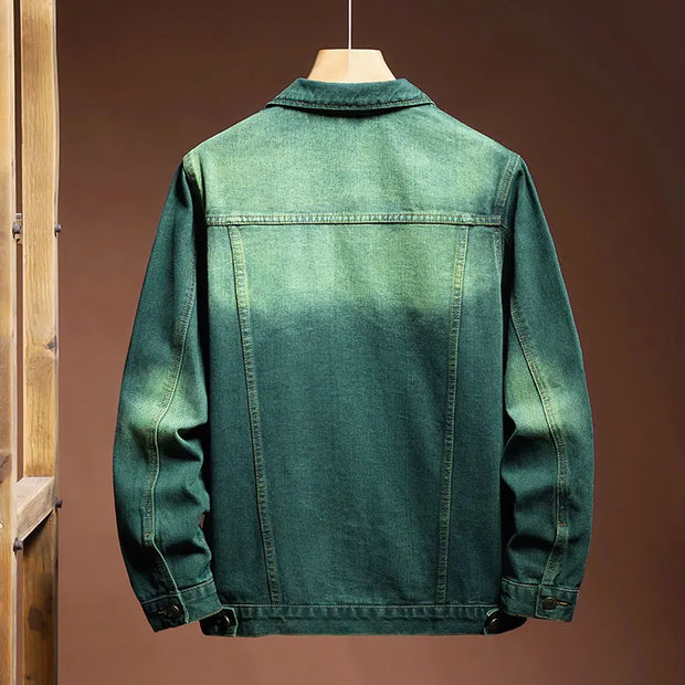 Fashion high-end American casual MEN'S denim jacket High Street trendy brand retro loose large-sized washing workwear top