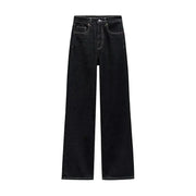 Vintage Belt Denim Jacket Pants Set Women Lapel Single Breasted Jackets Pockets Straight Jeans 2025 Spring Lady Street Outfits