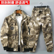 Men Clothing Two Pieces Set 2023 Training Two-piece Sweat-shirt Cargo Pants Man Apparel Heavy Jackets Labor Work Camouflage Suit