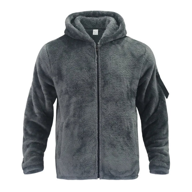 2025 Men's Casual Double-sided Plush Warm Jacket Autumn Winter Thick Wool Coats Solid Hooded Fleece Hoodies Loose Men Clothing