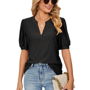Womens Tops V Neck Ruffle Sleeve Blouses Short Sleeve Casual Tops T-Shirts for Women Autumn Winter