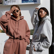 Women Sports Two Piece Sets Hoodie Trousers Solid Color Hooded Pants Outfits Sweatshirt Suit 2024 Autumn Winter Tracksuit