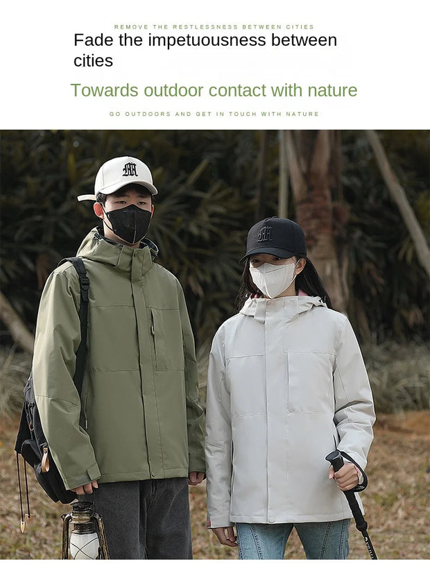 Men Outdoor Hiking Camp Waterproof Windproof Outerwear Spring Fall Lightweight Tops Fashion Casual Daily Coat Hooded Rain Jacket