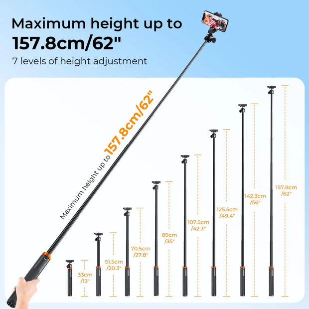 MS08 62''/1.58m Phone Tripod Selfie Stick