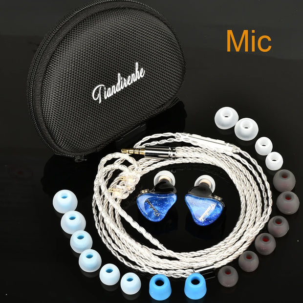 TD19 beryllium diaphragm resin starry sky blue HIFI Bass Earphone