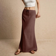 Summer Vacation Women's Summer Maxi Skirt Drawstring Low Waist A Line Casual Skirts Bodycon Long Skirt Beach Women's clothing