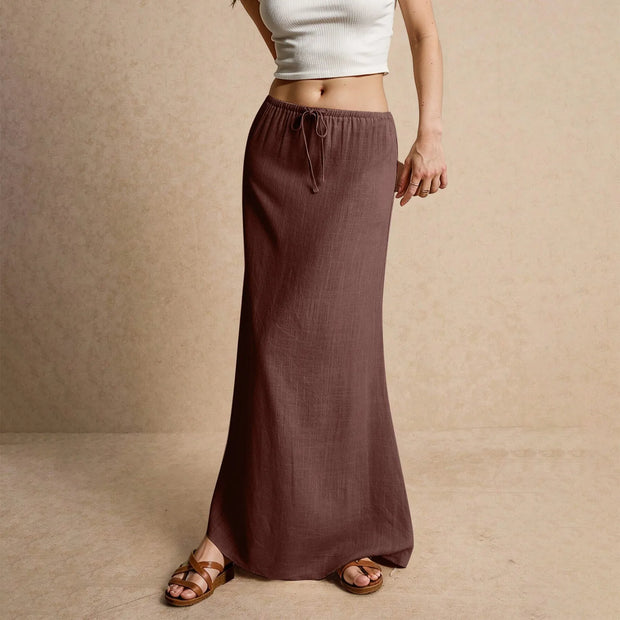 Summer Vacation Women's Summer Maxi Skirt Drawstring Low Waist A Line Casual Skirts Bodycon Long Skirt Beach Women's clothing
