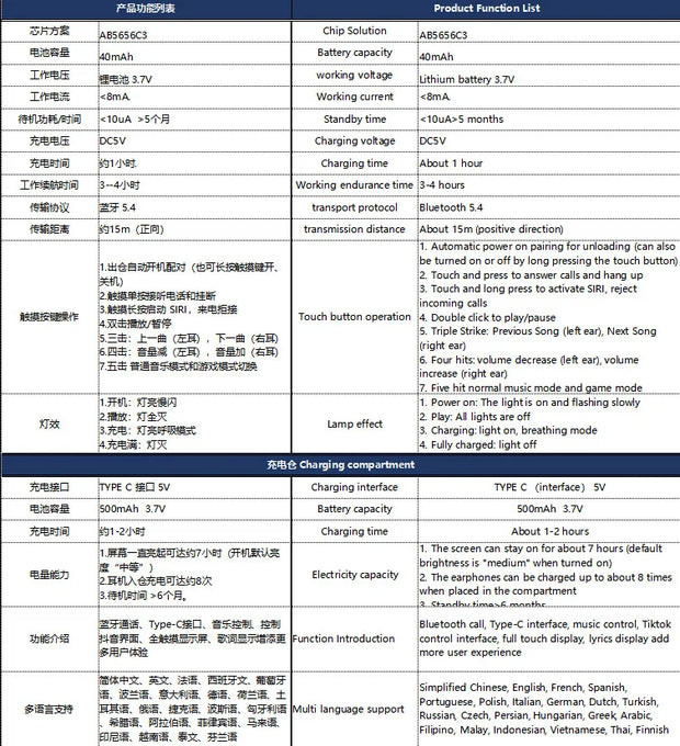 Wireless Bluetooth-compatible Earphones Intelligent Touch Color LCD Screen TWS Earbuds HIFI Noise Reduction Stereo Earphones