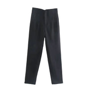 TRAFZA Women Elegant Solid Pencil Pants High Waist Pant For Women Casual Streetwear Woman Trousers Office Wear Chic Pant