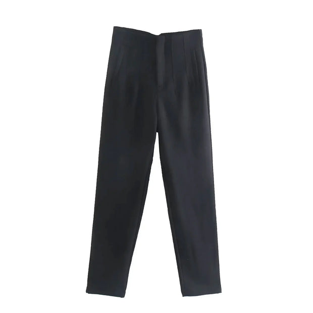 TRAFZA Women Elegant Solid Pencil Pants High Waist Pant For Women Casual Streetwear Woman Trousers Office Wear Chic Pant