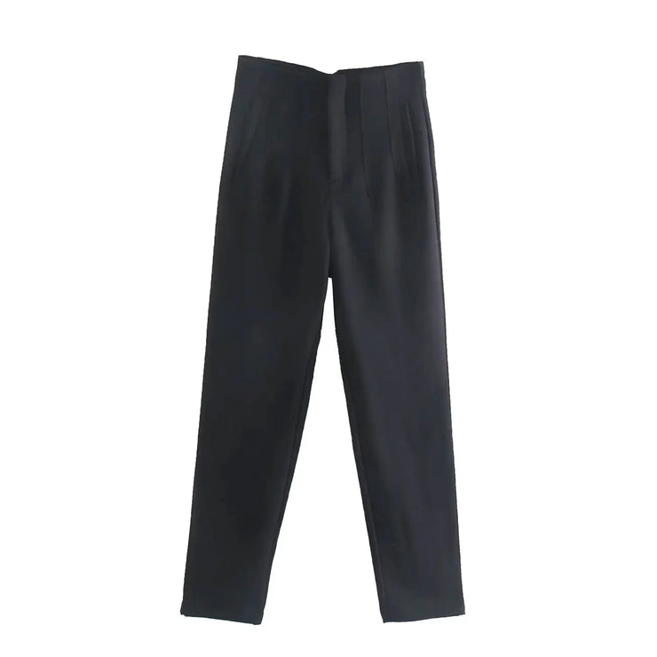 TRAFZA Women Elegant Solid Pencil Pants High Waist Pant For Women Casual Streetwear Woman Trousers Office Wear Chic Pant