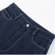 Vintage Women's Denim Sleeveless Set Crop Top With Chic Buttons Matching High Waist Slim Fit Jeans Casual Streetwear Outfits