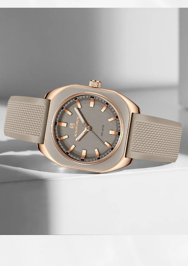 NAVIFORCE Fashion Women's Watch Casual Elegant Simple Polygon Quartz Silicone Watch Gift for Women Wristwatch Relogio Feminino