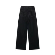 TRAF Women's Basic Hundred Jeans New Fashion Asymmetric Design High Waist Wide Leg Trousers Casual Women's Straight Leg Jeans