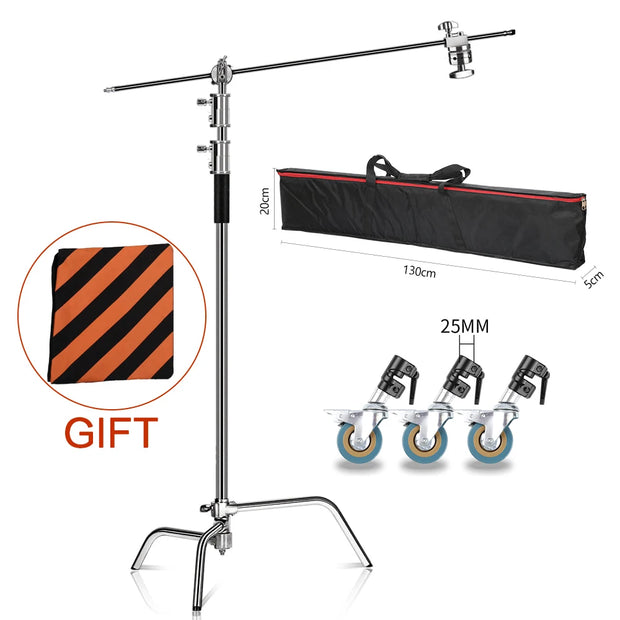 2.6M/8.5FT Stainless Steel Century Foldable Light Stand Tripod