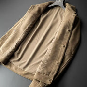 New Spring Autumn Casual Jackets Men Turn Down Collar Slim Fit England Style Deerskin Fleece Jacket Male Vintage Outwear Coats
