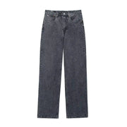 TRAFZA Jeans For Women 2024 Denim Solid Loose Zipper Fly Female Hole Trouser Pockets Wild Basic Commute Woman Wide Leg Long Pant