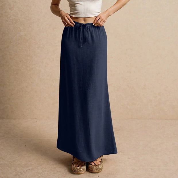 Summer Vacation Women's Summer Maxi Skirt Drawstring Low Waist A Line Casual Skirts Bodycon Long Skirt Beach Women's clothing