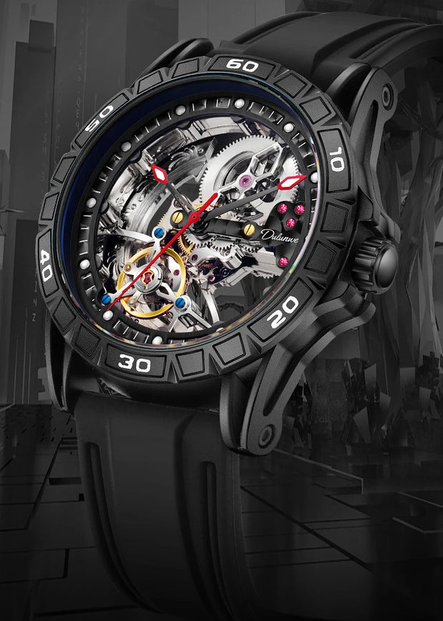 Men's Casual Mechanical Watch Automatic Luxury Brand New Sport Watches Man Hollow Out Fashion Waterproof Business Luminous Clock