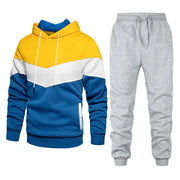 Men's Sets, Sportswear, Fashion and Leisure Spring and Fall Models, Splicing Hooded Sweater Pants Two-piece Set, Men's Sets