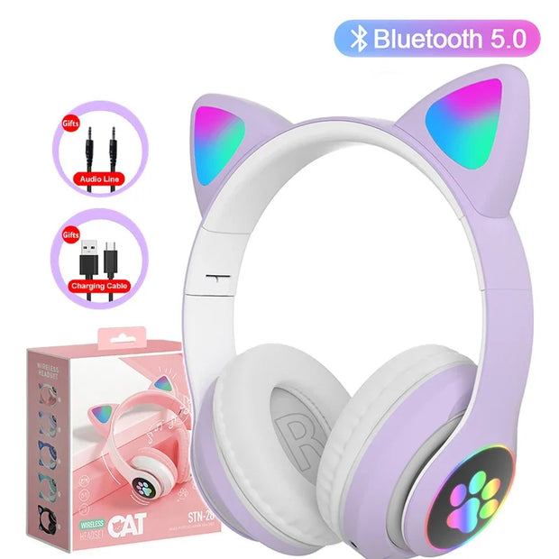 New Flash Lamp Cute Cat Ears Headphone