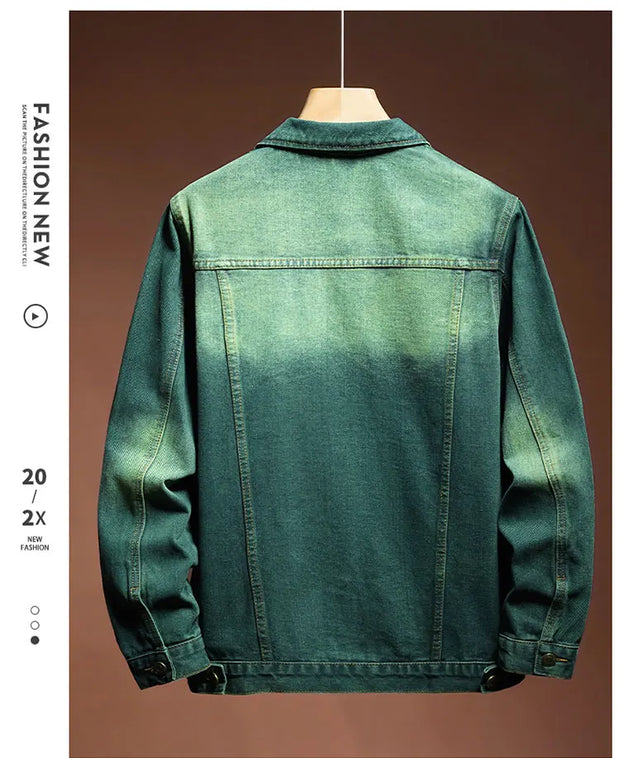 Fashion high-end American casual MEN'S denim jacket High Street trendy brand retro loose large-sized washing workwear top