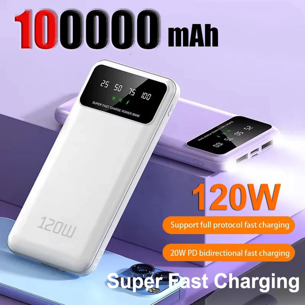 100000mAh Power Bank 120W Super Fast Charging