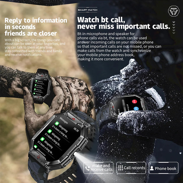 New Rugged Military LED Flashlight Smart Watch
