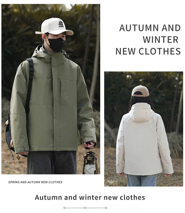 Men Outdoor Hiking Camp Waterproof Windproof Outerwear Spring Fall Lightweight Tops Fashion Casual Daily Coat Hooded Rain Jacket