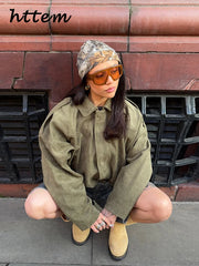 Street Women's Suede Bomber Jacket Fashion Lapel Zipper Full Sleeve Female Coats 2025 Spring Lady Casual Commute Vintage Outwear