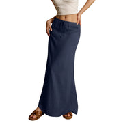 Summer Vacation Women's Summer Maxi Skirt Drawstring Low Waist A Line Casual Skirts Bodycon Long Skirt Beach Women's clothing