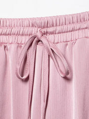 Women High Waist Pants Set Spring 2 Piece Double-Breasted Satin Blazers Two Piece Lace Up Creased-Effect Trousers Women Outfit